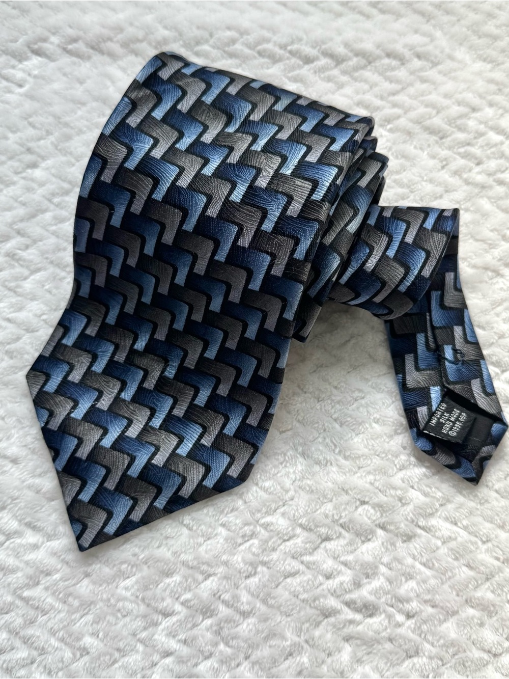 VTG Grateful Dead Yonder's Wall Thirteenth Set Silk Tie Blue Gray Geometric 90s